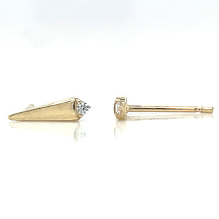 9ct Yellow Gold Spear Tip Earrings With Cz