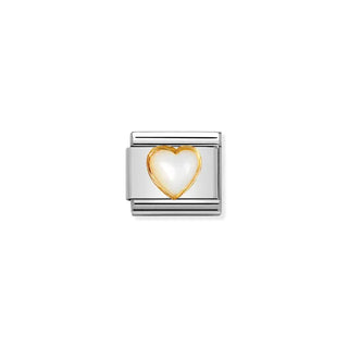 CHARM, COMPOSABLE LINK, MOTHER OF PEARL HEART STONE