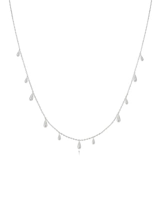 Ania Haie Silver Polished Teardrop Dangle Station Necklace