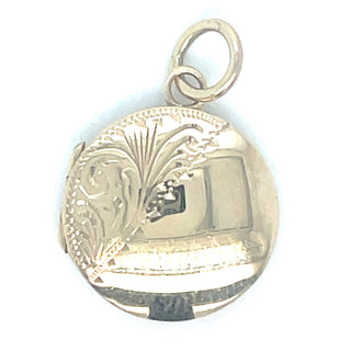 Vintage 9ct Yellow Gold Half Engraved Round Locket Pendant