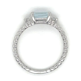 9ct White Gold Horizontal Blue Topaz & Diamond Ring