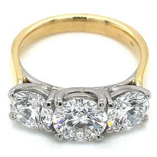 Rosie - 18ct Yellow Gold Laboratory Grown 3.03ct Round Brilliant Three Stone Diamond Engagement Ring