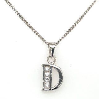 Sterling Silver Half Cz Initial Necklace