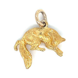 Vintage 9ct Yellow Gold Sleeping Fox Pendant