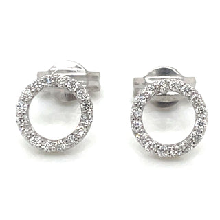 9ct White Gold Open Circle Diamond Set Earrings