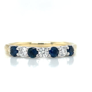 9ct Yellow Gold Earth Grown 0.56ct Sapphire And 0.213ct Diamond Ring