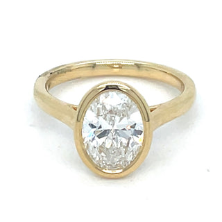 Callie - 18ct Yellow Gold Laboratory Grown 2ct Oval Rubover Set Diamond Ring