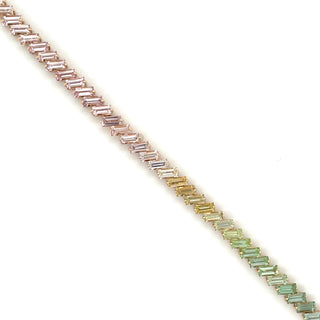 14ct Yellow Gold Earth Grown 7.33ct Rainbow Pastel Baguette Tourmaline Tennis Bracelet