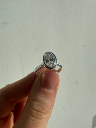 Mila - Platinum 2.51ct Laboratory Grown Oval Cut Bezel Set Diamond Solitaire Engagement Ring