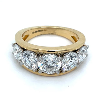 18ct Yellow Gold Laboratory Grown 3.53ct Five Stone Round Brilliant Diamond Ring