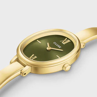 L'Ovale Watch Steel, Olive, Gold Colour