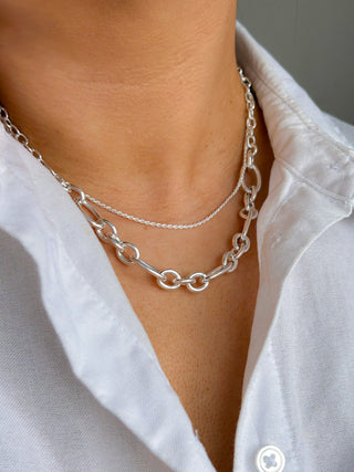 Sterling Silver Multi Oval Link Necklace