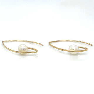 9ct Yellow Gold Curve Pearl Earrings