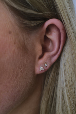 9ct Yellow Gold Petal Stud Cz Earrings