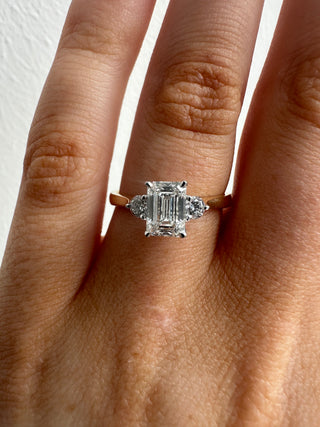 Annalise - 18ct Yellow Gold 1.25ct Laboratory Grown Emerald Cut Diamond Engagement Ring With Round Side Stones