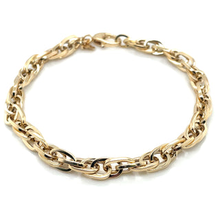 9ct Yellow Gold Square Link Rope Twist Bracelet