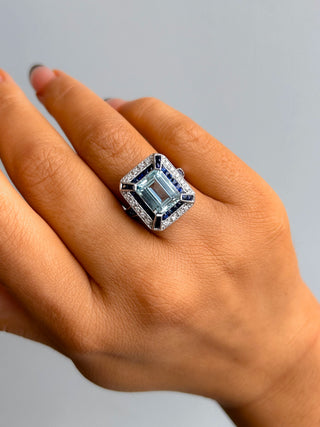 18ct White Gold Earth Grown Aquamarine, Sapphire And Diamond Ring