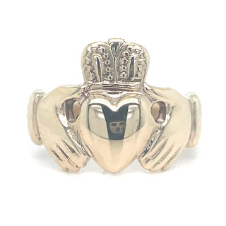 Vintage 9ct Yellow Gold Gents Claddagh Ring