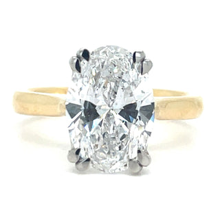 Celine - 18ct Yellow Gold Double Claw Laboratory Grown 3.02ct Oval Solitaire Diamond Ring