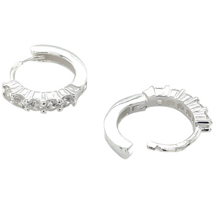 Sterling Silver Cz Hoop Earrings