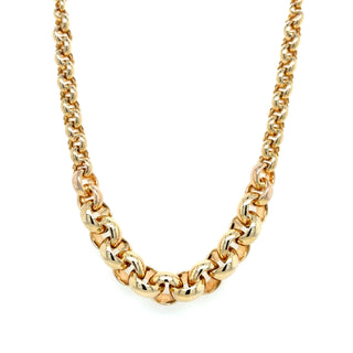 Vintage 9ct Yellow Gold Tapered Belcher Chain Necklace