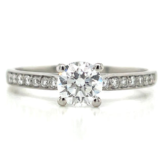 Pia - Platinum 0.73ct Laboratory Grown Round Brilliant Solitaire Engagement Ring With Pavé Set Shoulders