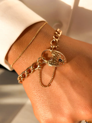 Vintage 9ct Rose Gold Heart Lock Bracelet