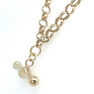 Vintage 9ct Yellow Gold 20” Round Belcher Chain With Dog Bone T-Bar