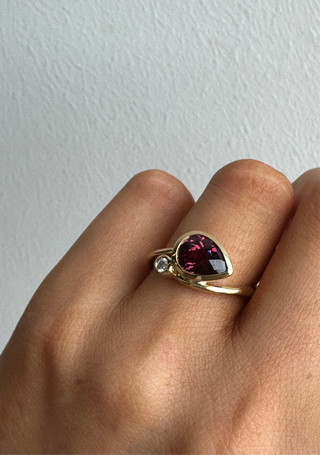 9ct Yellow Gold Earth Grown Diamond & Rhodolite Garnet Ring
