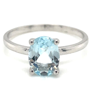 9ct White Gold 1.60ct Oval Blue Topaz Ring