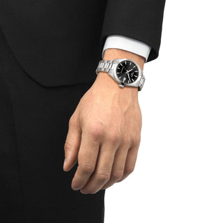 TISSOT Gentleman 38mm Black Dial Steel Bracelet Strap Watch