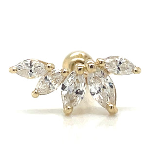 9ct Yellow Gold Marquise Cz Single Flatback Earring