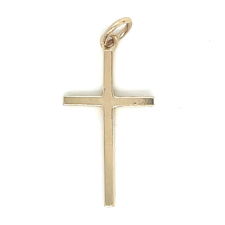 Vintage 9ct Yellow Gold Plain Slim Cross Pendant