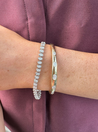 14ct White Gold 5.01ct Oval Bezel Laboratory Grown Diamond Tennis Bracelet