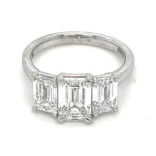 Darcie - Platinum Laboratory Grown 3.48ct Three Stone Emerald Cut Diamond Ring