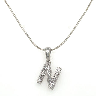 Sterling Silver Cz Initial Necklaces