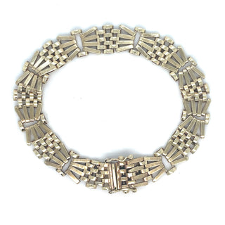 Vintage 9ct Yellow Gold Fan Link 7” Bracelet