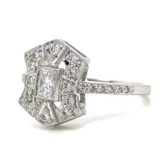 Stephanie - 18ct White Gold Art Deco Style Diamond Engagement Ring