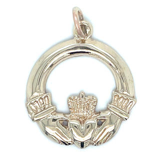 Vintage 9ct Yellow Gold Large Claddagh Pendant