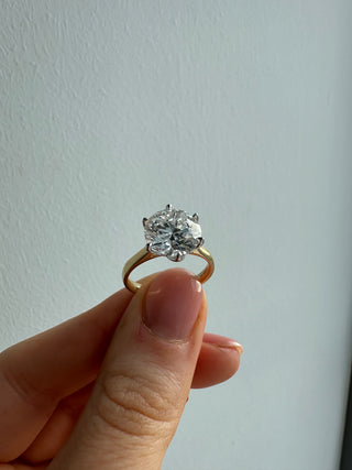Alina - 18ct Yellow Gold 4ct Laboratory Grown Six Claw Round Brilliant Diamond Solitaire Engagement Ring