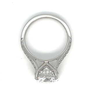 Evelyn Ring Set - Platinum Laboratory Grown 4.30ct Round Brilliant Solitaire With Hidden Halo And Castle Set Diamond Band Ring Set