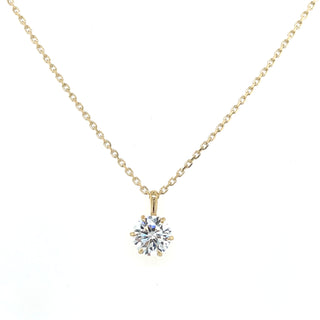 9ct Yellow Gold Six Claw Cz Solitaire Pendant