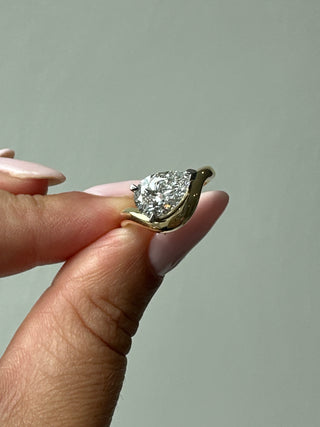 Cara - 18ct Yellow Gold 2.01ct Laboratory Grown Horizontal Pear Cut Diamond Shaped Band Ring