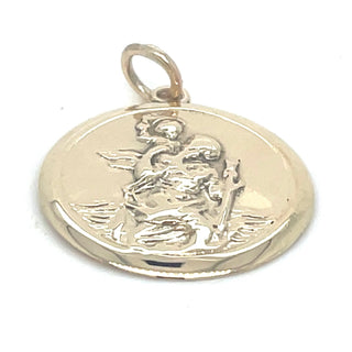 Vintage 9ct Yellow Gold St Christopher Disc Pendant