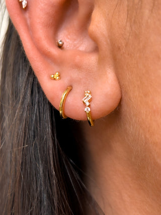 Golden Mixed Cz Hoop Earrings