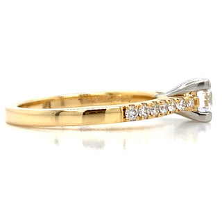 Lucie - 18ct Yellow Gold And Platinum Solitaire Earth Grown Diamond Engagement Ring With Castle Set Shoulders