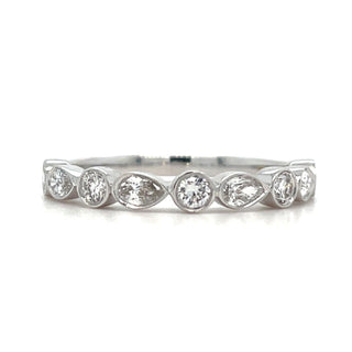 9ct White Gold 0.51ct Laboratory Grown Round & Pear Bezel Set Diamond Ring
