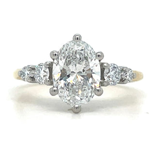 Eve - 18ct Yellow Gold 1.40ct Laboratory Grown Oval Diamond Engagement Ring with Round Side Stones