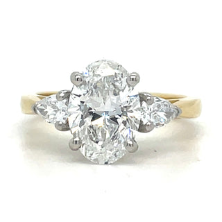 Nessa - 18ct Yellow Gold Laboratory Grown 1.30ct Pear And Oval Three Stone Diamond Ring