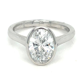 Cora - Platinum Laboratory Grown 2.04ct Oval Rubover Set Diamond Ring
